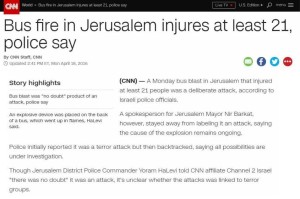 A screenshot of the CNN report on Monday's Jerusalem bus explosion, which was confirmed as a terrorist attack. Photo: Screenshot.