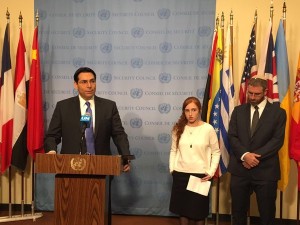 Israeli Ambassador to the UN Danny Danon, with Natan Meir and his daughter, Renana. Photo: Courtesy.