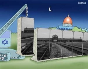 This Holocaust-themed cartoon by Abdellah Derkaoui won first prize at last year's international competition. Iran will stage its third Holocaust cartoon contest this weekend. Photo: Wikipedia.