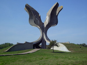 Jasenovac Monument devoted to the victims to Jasenovac concentration camp in Croatia. Photo: Bern Bartsch/ Wikimedia  Commons