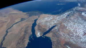 NASA astronaut Jeff Williams wrote that he was "fascinated" by this view of Israel from outer space. Photo: Jeff Williams/NASA.