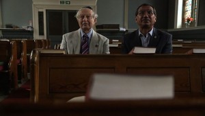 Rudi Leavor and Jani Rashid, of Bradford Synagogue, in an outtake from the "Never Again" documentary. Photo: BBC.
