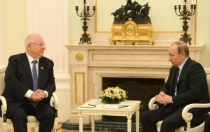Israel's President Reuven Rivlin met with Russian President Vladimir Putin in Moscow last month. Photo: Twitter.