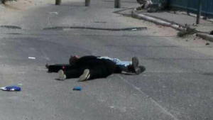 Terrorists shot dead at the Qalandiya c.heckpoint. Photo: Twitter/Israel Hatzolah.