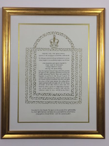 The Royal Family prayer given to the Queen of England for her 90th birthday. Photo: Office of the Chief Rabbi. 
