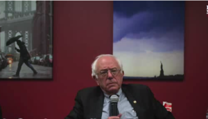 Democratic presidential hopeful Bernie Sanders, during a meeting with the editorial board of the New York Daily News. Photo: Screenshot.