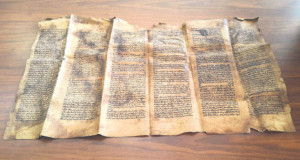 The 600-year-old Torah, whose sale was thwarted by Turkish police. Photo: Daily Sabah/ Ferit Zengin.