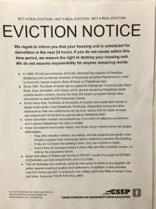 This photo, obtained by The Algemeiner, shows the fake eviction notices by CSSP across Connecticut College dorms. 