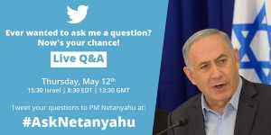 The Twitter invitation to ask Israeli Prime Minister Benjamin Netanyahu a question. Photo: Twitter.