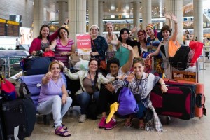 Visiting Jewish women from Cuba are pictured upon their arrival at Israel's Ben Gurion Airport in Tel Aviv on Tuesday. Photo: Michael Alvarez-Pereyre.