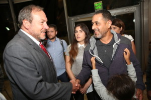 Rabbi Yechiel Eckstein (left), president and founder of the International Fellowship of Christians and Jews (The Fellowship), is pictured at The Fellowship's gathering of terror victims' families in Jerusalem on Monday. Photo: Olivier Fitoussi. 
