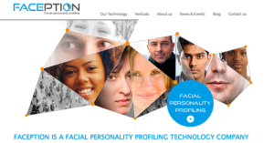 The website of the Israeli start-up Faception. Photo: Faception.com.