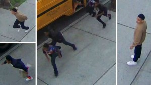 Surveillance footage shows the four boys arrested for setting fire to a bus in Brooklyn. Photo: NYPD.