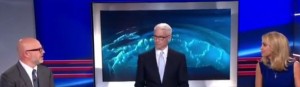 Andrew Sullivan (L), Anderson Cooper (C) and Kayleigh McEnany debate Donald Trump's proposed ban on Muslim immigrants. Photo: Video Screenshot. 
