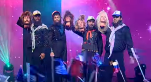 A scene from the satirical 'Eretz Nehederet' clip showing ISIS at the Eurovision. Photo: YouTube screenshot.