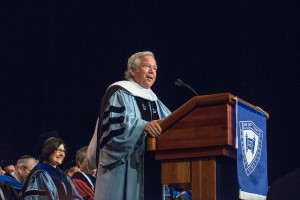New England Patriot's owner Robert Kraft addressing the 86th Yeshiva University commencement. Photo: Yeshiva University.