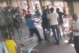 Security-camera footage from Sunday's supermarket brawl in Tel Aviv. Photo: Police photo.