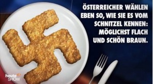 A German TV shows posted this photo of a swastika-shaped schnitzel on Facebook. Photo: Facebook. 