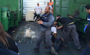 The aftermath of the Palestinian stabbing attack in Netanya on Thursday evening. Photo: Channel 2/Screenshot.