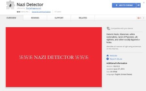 Screenshot of the Google Chrome web-store featuring the Nazi Detector.
