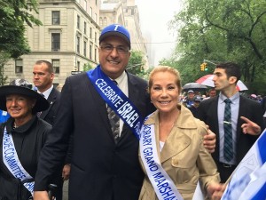 Kathie Lee Gifford marching in the Celebrate Israel Parade with Consul General of New York Ido Aharoni. Photo: Twitter.