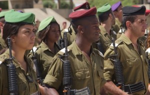 Mekonen Abebe (front, in center) graduates from IDF officer training school. Photo: Jerusalem U.