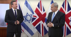 Israeli Prime Minister Benjamin Netanyahu with  outgoing British Prime Minister David Cameron. Photo: YouTube/Screenshot.