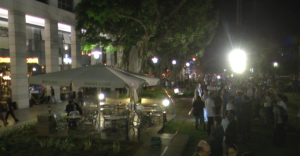 The Sarona compound in Tel Aviv, in the aftermath of Wednesday night's terrorist attack. Photo: Walla/Screenshot.