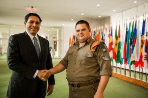 Israeli Ambassador to the United Nations Danny Danon (left) with a Special in Uniform program participant. Photo: Jewish National Fund.