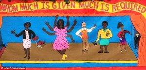 The controversial mural commissioned by a New York principal sued for making antisemitic remarks. Photo: Facebook/Joe Concannon.