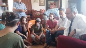 Israeli Defense Minister Avigdor Lieberman paying a shiva call to the family of slain Otniel Rabbi Michael (Miki) Mark. Photo: Har Havron regional council spokesman's office.
