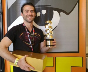 'Underground' director Amit Ruderman posed with his award in a photo posted on Facebook. Photo: Facebook.