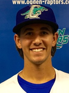 Dean Kremer—the first Israeli citizen to sign with a Major League Baseball (MLB) team—with the Ogden Raptors, a minor league affiliate of the MLB's Los Angeles Dodgers. Photo: Robbie Bullough/Ogden Raptors.