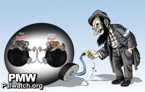 A cartoon that appeared on the website of the Fatah Information and Culture Commission on July 28, 2016. Photo provided by Palestinian Media Watch. 