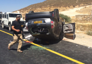 The site of Thursday's terrorist attack, in which Rabbi Michael Mark was killed and his wife and children injured. Photo:  Israel Fire and Rescue Services.