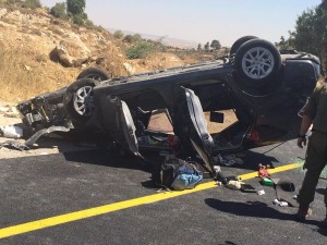 The scene of a drive-by shooting in the southern West Bank. Photo: Twitter.