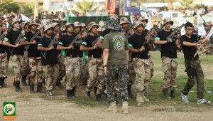 Gazan youth practice military drills at a Hamas summer camp. Photo: Hamas. 