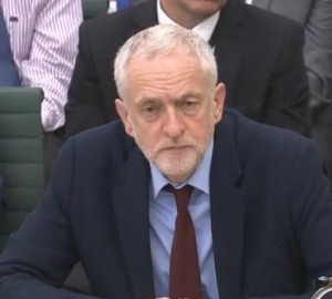 Labour head Jeremy Corbyn testifying before the Home Affairs Select Committee over his party's antisemitism inquiry. Photo: Video Screenshot. 