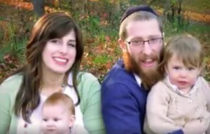 Rabbi Avraham Lapin with his family. Photo: Video Screenshot. 