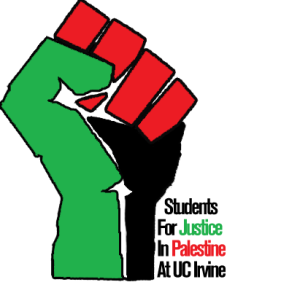 UC Irvine's Students for Justice in Palestince chapter is facing possible criminal charges for its behavior during a violent anti-Israel protest in May. Photo: SJP at UC Irvine Facebook Page.