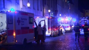 Ambulances at the scene of the suicide bombing in Ansbach. Photo: Twitter.
