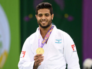 Sagi Moki, winning the gold at the 2015 European championship. Photo: Israeli Olympic Committee.