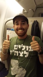 IDF lone soldier Austin Maurer on the plane to Israel to make aliyah. Photo: The Algemeiner. 