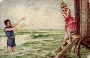 A 1910 'bathing machine." Photo: Wikipedia.