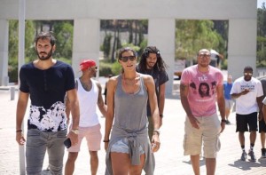 Omri Casspi, left, and a delegation of American celebrities and athletes at Yad Vashem. Photo: Instagram.
