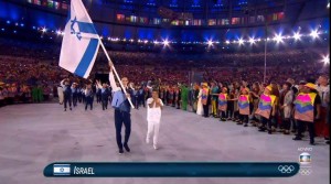 Team Israel marching at the opening ceremony of the 2016 Olympic Games. Photo: Twitter.