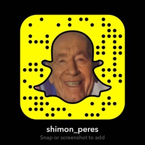 Former Israeli President Shimon Peres on Snapchat. Peres turned 93 on Aug. 2. Photo: Snapchat.