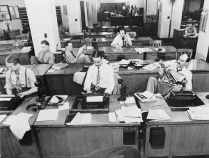 The New York Times newsroom, 1942. Photo: Wikipedia.