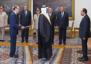 New Israeli Ambassador to Egypt David Govrin waits to present his credentials to Egyptian President Abdel-Fattah el-Sissi in Cairo on Wednesday. Photo: Twitter.