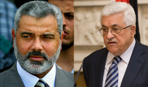 Hamas Prime Minister Ismayil Haniyeh (left) and PA President Mahmoud Abbas. Photos: Wikimedia Commons.